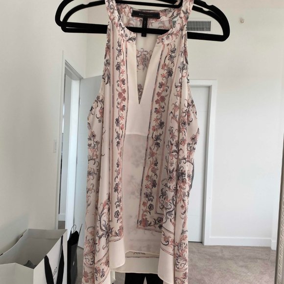 BCBG Ornamental Pattern Blush Tank top Blouse - Picture 3 of 4